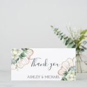 Eenvoudige kalligrafie Rustic Greenery Floral Wedd Bedankkaart (Staand voorkant)