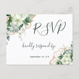 Eenvoudige kalligrafie Rustic Greenery Floral Wedd Briefkaart