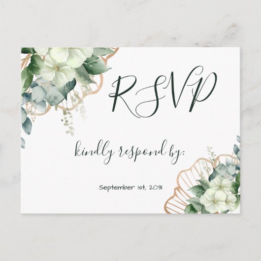 Eenvoudige kalligrafie Rustic Greenery Floral Wedd Briefkaart