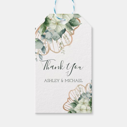 Eenvoudige kalligrafie Rustic Greenery Floral Wedd Cadeaulabel (Voorkant)