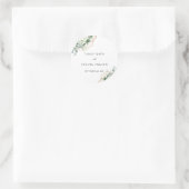 Eenvoudige kalligrafie Rustic Greenery Floral Wedd Ronde Sticker (Tas)