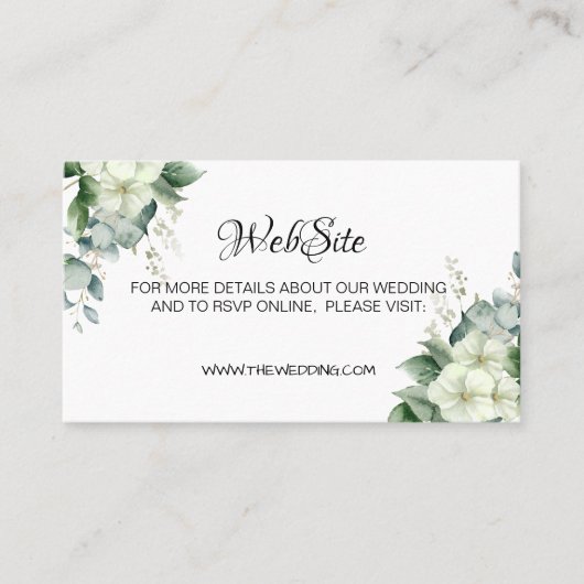 Eenvoudige kalligrafie Rustic Greenery Floral Wedd Visitekaartje (Voorkant)