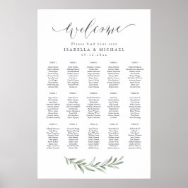 Eenvoudige kalligrafie Rustic Greenery Seating Cha Poster