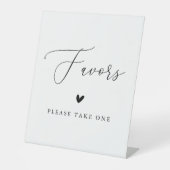 Eenvoudige kalligrafie Rustic Wedding Favors Sign Reclamebord Met Voetstuk (Voorkant)
