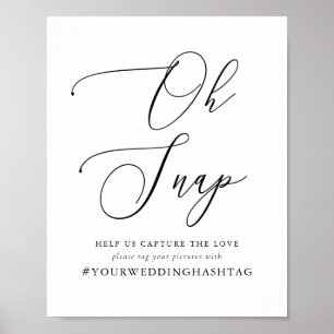 Eenvoudige kalligrafie Rustic Wedding Hashtag Poster