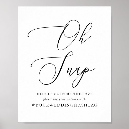 Eenvoudige kalligrafie Rustic Wedding Hashtag Poster (Voorkant)