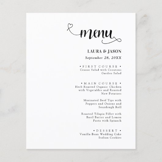 Eenvoudige kalligrafie Rustic Wedding Menus (Voorkant)