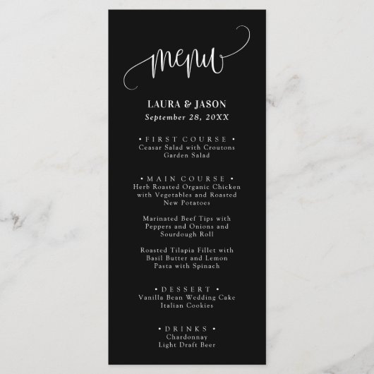 Eenvoudige kalligrafie Rustic Wedding Menus Menu (Voorkant)