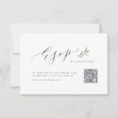 Eenvoudige kalligrafie rustiek groen bruiloft QR-c RSVP Kaartje (Voorkant)