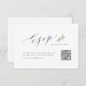 Eenvoudige kalligrafie rustiek groen bruiloft QR-c RSVP Kaartje (Voorkant / Achterkant)