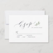 Eenvoudige kalligrafie rustiek groen bruiloft RSVP (Voorkant)