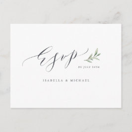 Eenvoudige kalligrafie rustiek groen bruiloft RSVP Uitnodiging Briefkaart