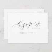 Eenvoudige kalligrafie rustiek groen bruiloft RSVP Uitnodiging Briefkaart (Voorkant / Achterkant)