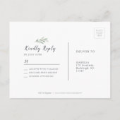 Eenvoudige kalligrafie rustiek groen bruiloft RSVP Uitnodiging Briefkaart (Achterkant)