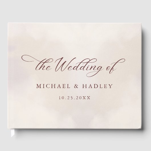 Eenvoudige kalligrafie rustieke bruiloft gastenboek (Voorkant)