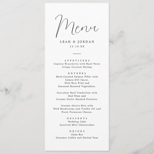 Eenvoudige kalligrafie rustieke bruiloft menu (Voorkant)