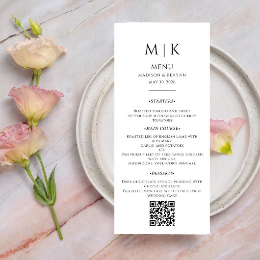 Eenvoudige kalligrafie rustieke bruiloft QR-code Menu