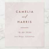 Eenvoudige kalligrafie rustieke bruiloft wijn etiket (Enkel label)