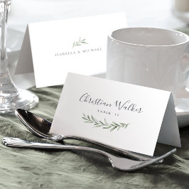 Eenvoudige kalligrafie rustieke groen Place Card Kaart