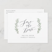 Eenvoudige kalligrafie rustige bruine bruiloft aankondigingskaart (Voorkant / Achterkant)