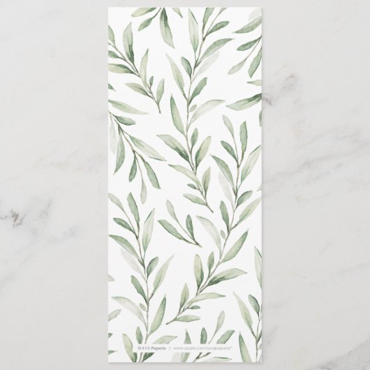 Eenvoudige kalligrafie rustige bruine bruiloft menu (Achterkant)