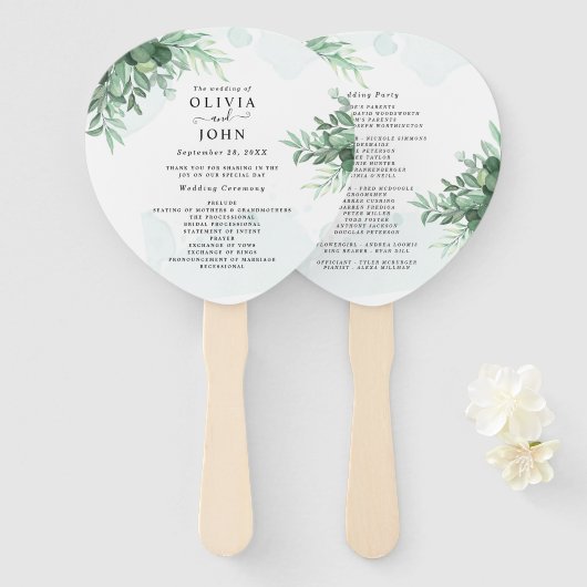 Eenvoudige kalligrafie rustige groen handwaaier (Voorkant en achterkant)