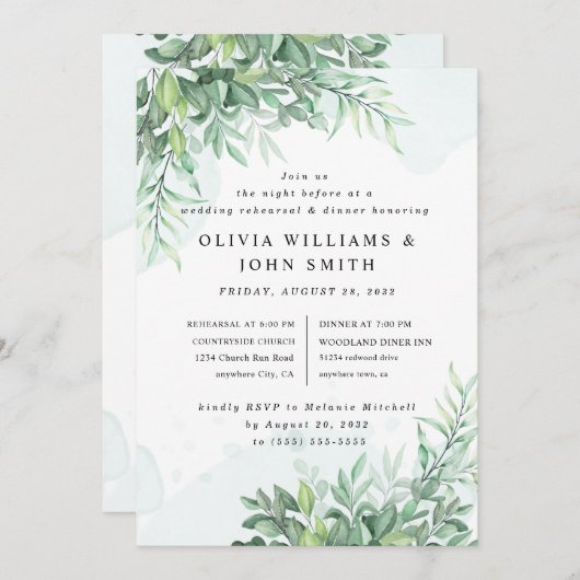 Eenvoudige kalligrafie rustige groen kaart (Voorkant / Achterkant)