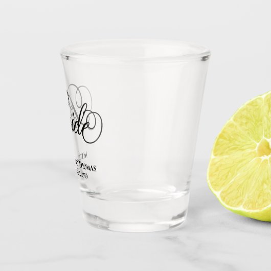 Eenvoudige kalligrafie Script Bruid Wedding Shot Glas (Rechts)