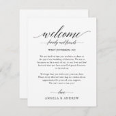 Eenvoudige kalligrafie Script bruiloft welkomsttas Informatiekaartje (Voorkant / Achterkant)