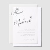 Eenvoudige kalligrafie script casual bruiloft vellum uitnodigingen (Offset)