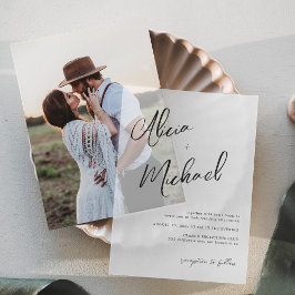 Eenvoudige kalligrafie script casual bruiloft vellum uitnodigingen