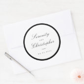 Eenvoudige kalligrafie script eenvoudige bruiloft ronde sticker (Envelop)