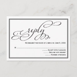 Eenvoudige kalligrafie script huwelijksreactiekaar RSVP kaartje