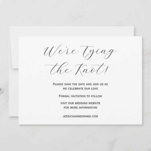 Eenvoudige kalligrafie Script Modern Minimal Chic Save The Date (Achterkant)