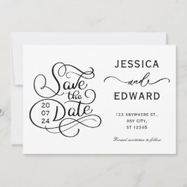 Eenvoudige kalligrafie Script Modern Minimal Chic Save The Date