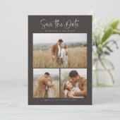 Eenvoudige kalligrafie Script Moderne vier foto Save The Date (Staand voorkant)