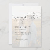 Eenvoudige kalligrafie script overlay foto bruilof save the date (Voorkant)