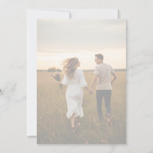 Eenvoudige kalligrafie script overlay foto bruilof save the date (Achterkant)