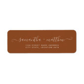 Eenvoudige kalligrafie Script Terracotta Wedding Etiket (Voorkant)