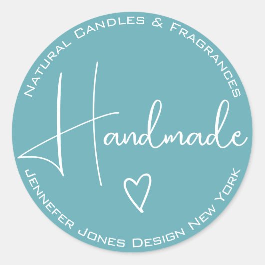 Eenvoudige kalligrafie Sky Light Blue Handmade Lab Ronde Sticker (Voorkant)