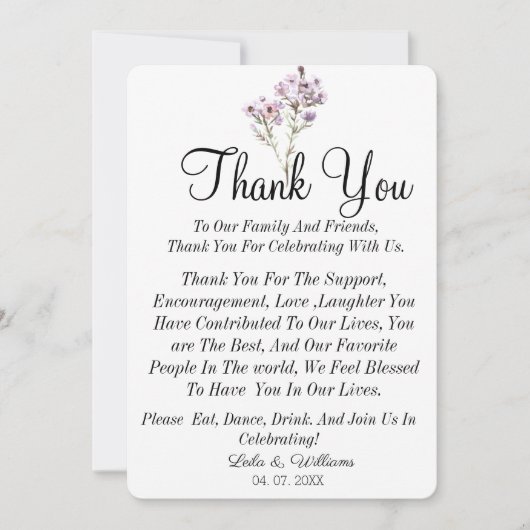 Eenvoudige kalligrafie Tekst bruiloft Hartelijk da Bedankkaart (Voorkant)