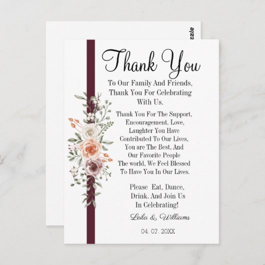 Eenvoudige kalligrafie Tekst bruiloft Hartelijk da Briefkaart (Voorkant / Achterkant)