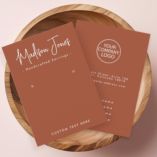 Eenvoudige Kalligrafie Terracotta Oorbel Display K Visitekaartje