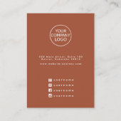 Eenvoudige Kalligrafie Terracotta Oorbel Display K Visitekaartje (Achterkant)