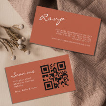 Eenvoudige kalligrafie Terracotta Wedding QR Code 