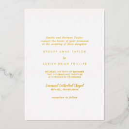 Eenvoudige kalligrafie Traditioneel bruiloft Gold Folie Uitnodiging