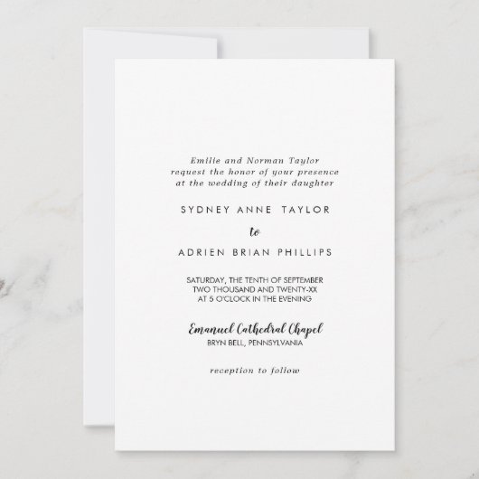 Eenvoudige kalligrafie traditionele bruiloft uitno kaart (Voorkant)