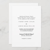 Eenvoudige kalligrafie traditionele bruiloft uitno kaart (Voorkant / Achterkant)