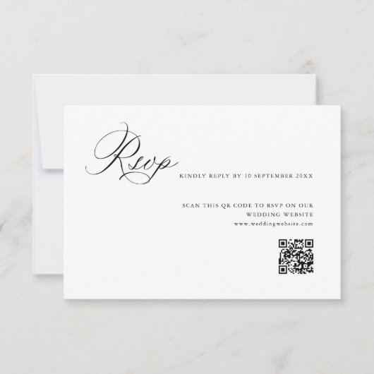 Eenvoudige kalligrafie trouw QR code RSVP kaart (Voorkant)