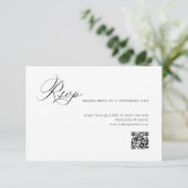 Eenvoudige kalligrafie trouw QR code RSVP kaart (Staand voorkant)